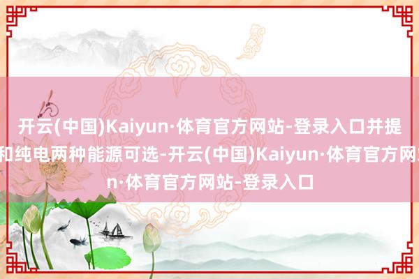 开云(中国)Kaiyun·体育官方网站-登录入口并提供插电混动和纯电两种能源可选-开云(中国)Kaiyun·体育官方网站-登录入口